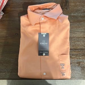 Van Heusen regular fit dress shirt: peach/salmon 16 1/2 neck 34-35